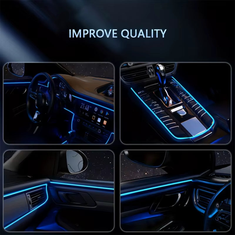 5 in 1 Car Interior LED Ambient Light Strip 6M Fiber Optic Atmosphere Nelon Lighting Kit APP Remote Control Auto Decorative Lamp